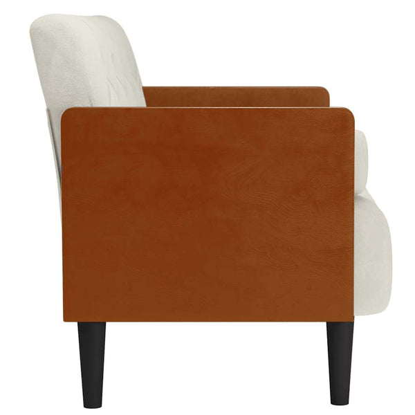 Creme Samt Zweisitzer Sofa mit Nackenrollen