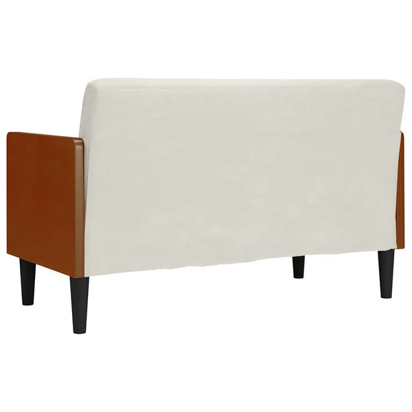 Creme Samt Zweisitzer Sofa mit Nackenrollen
