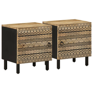 Nachttische 2er Set Schwarz Mangoholz