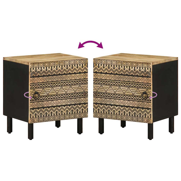 Nachttische 2er Set Schwarz Mangoholz