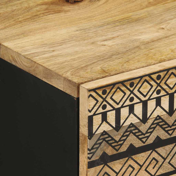Nachttische 2er Set Schwarz Mangoholz