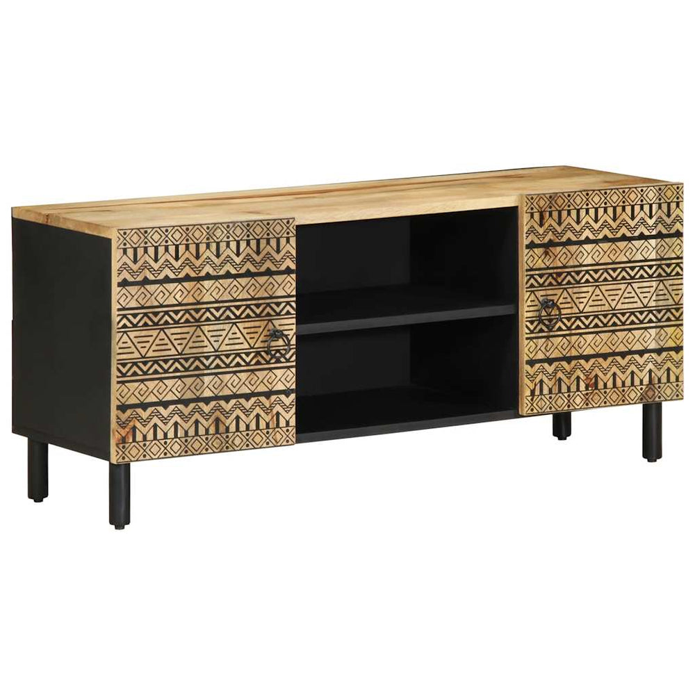 vidaXL Meuble TV bois de manguier brut noir 105x33,5x46 cm