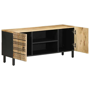 Schwarzer TV-Schrank 105 cm aus Mangoholz