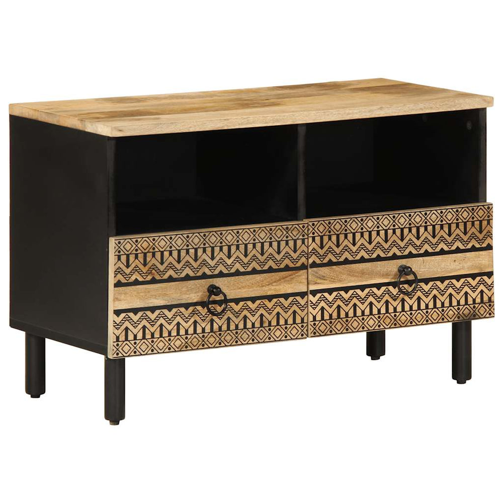 vidaXL Meuble TV Noir 70x33,5x46 cm Bois de manguier brut