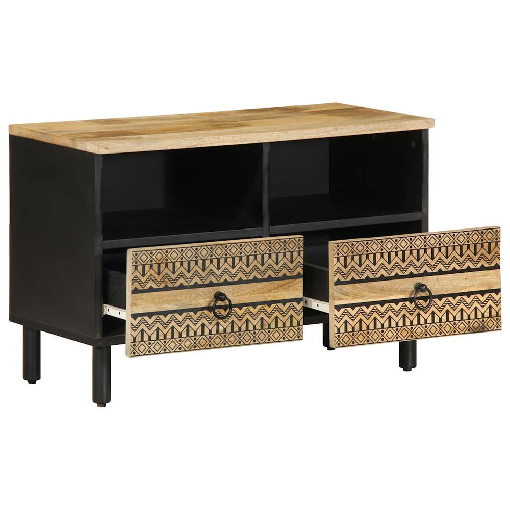 vidaXL Meuble TV Noir 70x33,5x46 cm Bois de manguier brut