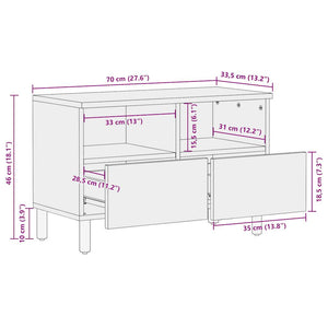 Schwarzer TV-Schrank 70 cm aus Mangoholz