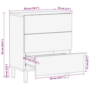 Schwarzer Nachttisch aus Mangoholz 50x62cm