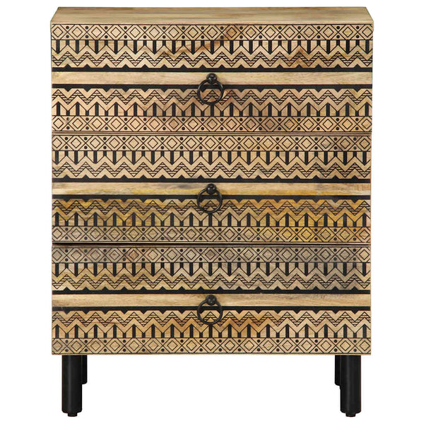 Schwarzer Nachttisch aus Mangoholz 50x62cm
