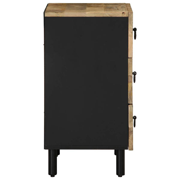 Schwarzer Nachttisch aus Mangoholz 50x62cm