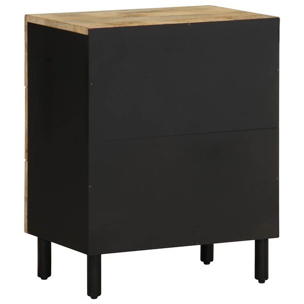 Schwarzer Nachttisch aus Mangoholz 50x62cm