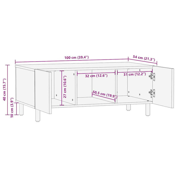 Schwarzer Couchtisch Mangoholz 100x54 cm