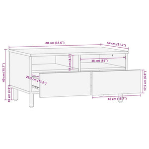Schwarzer Couchtisch Mangoholz 80x54 cm