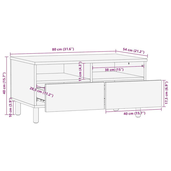 Schwarzer Couchtisch Mangoholz 80x54 cm