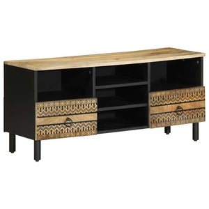 Schwarzer TV-Schrank aus Mangoholz 100 cm