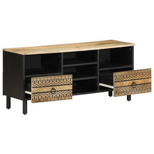 Schwarzer TV-Schrank aus Mangoholz 100 cm