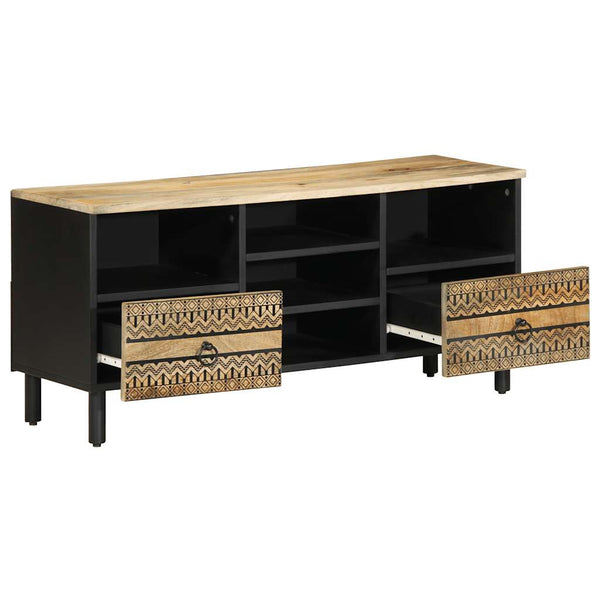 Schwarzer TV-Schrank aus Mangoholz 100 cm