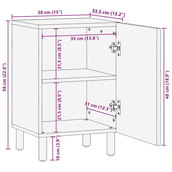 Mango Badschrank Massivholz 38x33,5x58 cm