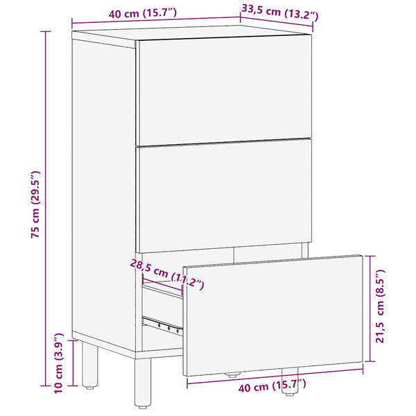 Sideboard aus rauem Mangoholz, 40 cm