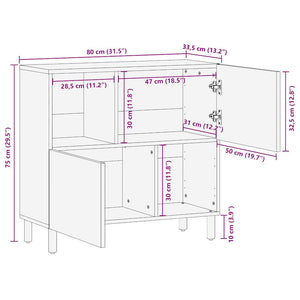 Sideboard aus rauem Mangoholz, 80 cm