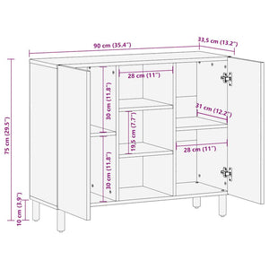 Sideboard aus rauem Mangoholz, 90 cm