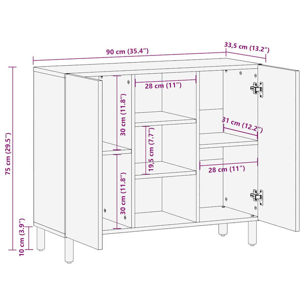 Sideboard aus rauem Mangoholz, 90 cm