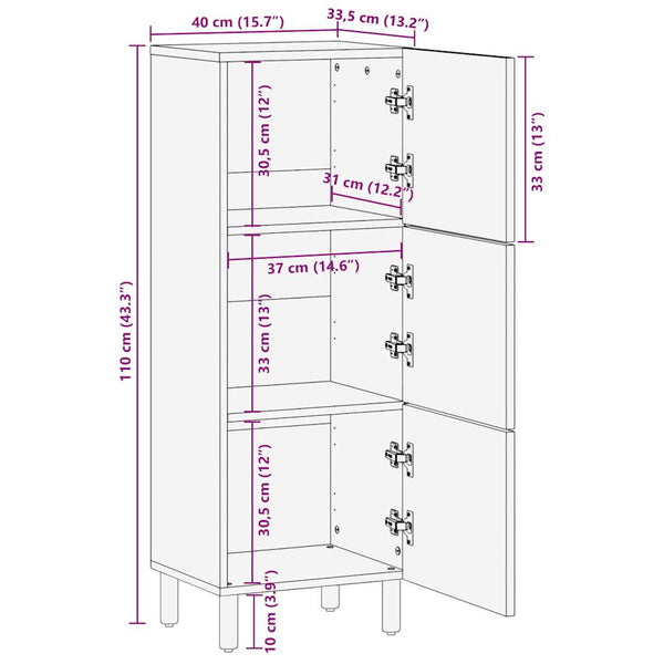 Highboard aus Mangoholz, 110 cm