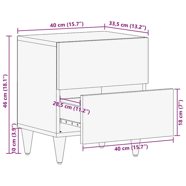 Nachttisch Mango Massivholz 40x33,5x46 cm