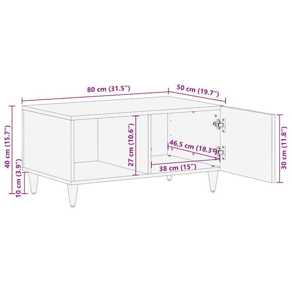 Couchtisch Mango Massivholz 80x50 cm