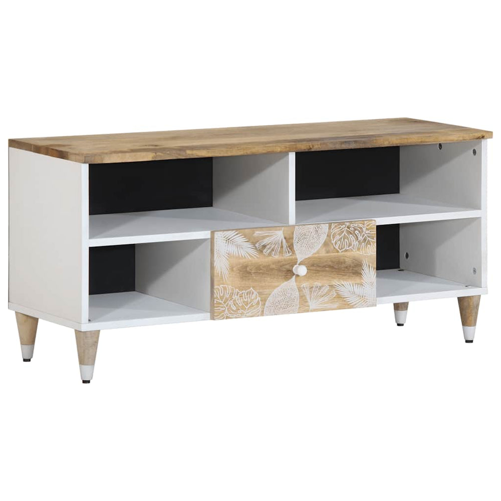 vidaXL Meuble TV 100x33,5x46 cm Bois de manguier massif
