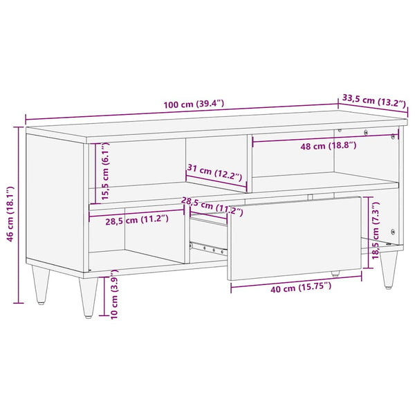 TV-Schrank Mango Massivholz 100cm