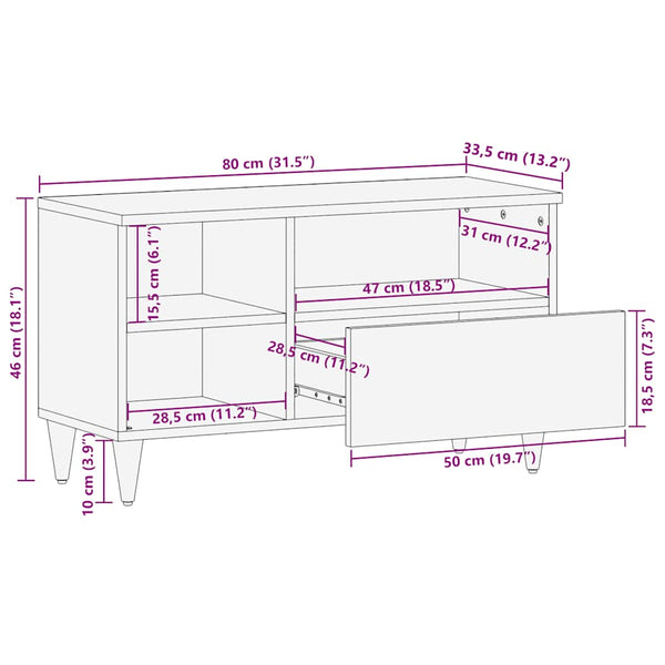 TV-Schrank Mango Massivholz 80cm