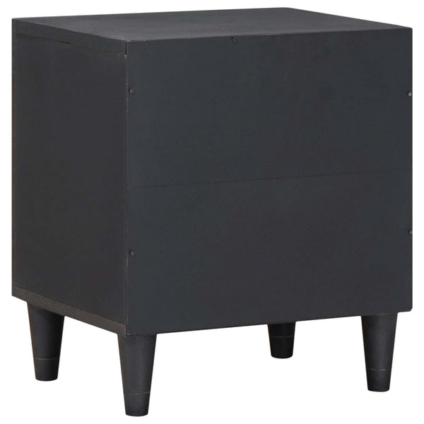 Nachttisch Schwarz mit Tür, 2er Set