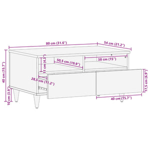 Mehrfarbiger Couchtisch Mango Massivholz 80cm