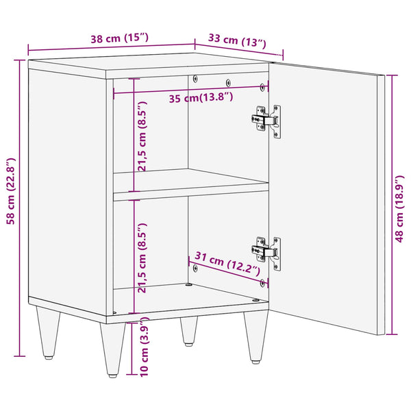 Mehrfarbiger Badezimmerschrank Mango Massivholz