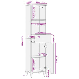 Mehrfarbiger Badezimmerschrank mit Schubladen, 160 cm