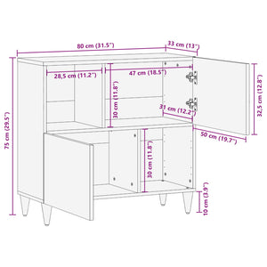 Mehrfarbiger Stauraumschrank Mango Massivholz 80cm