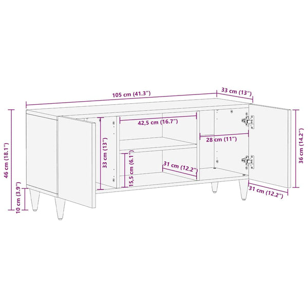TV-Schrank Honigbraun Massivholz Mango 105 cm