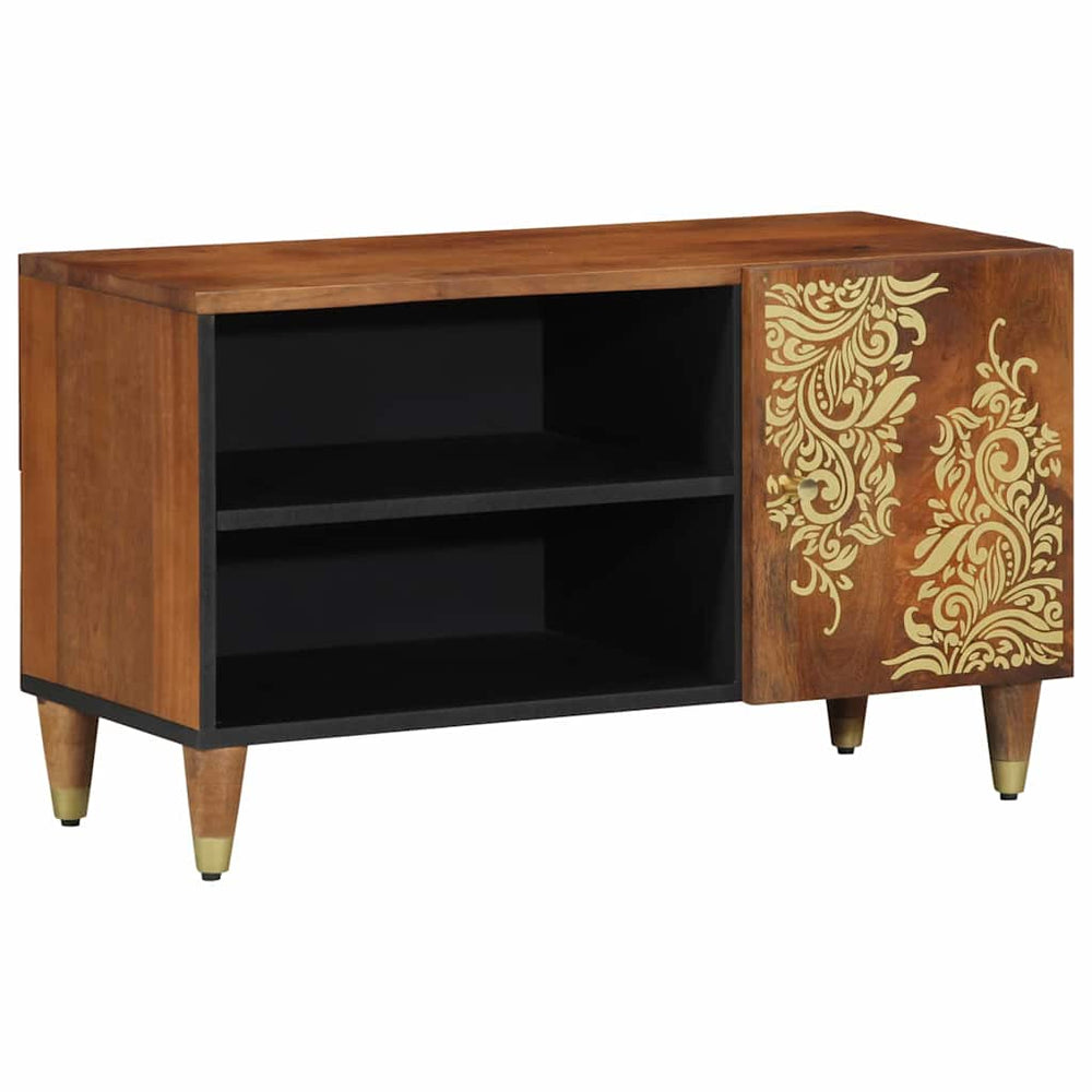 Meuble TV vidaXL avec porte Marron miel 80 x 33 x 46 cm Bois de manguier massif