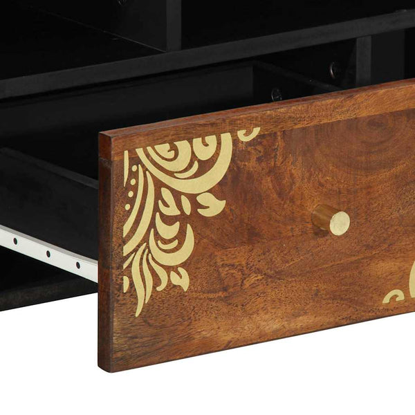 vidaXL Meuble TV marron miel 100 x 33 x 46 cm bois de manguier massif