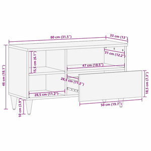 TV-Schrank Honigbraun Mango Massivholz 80 cm