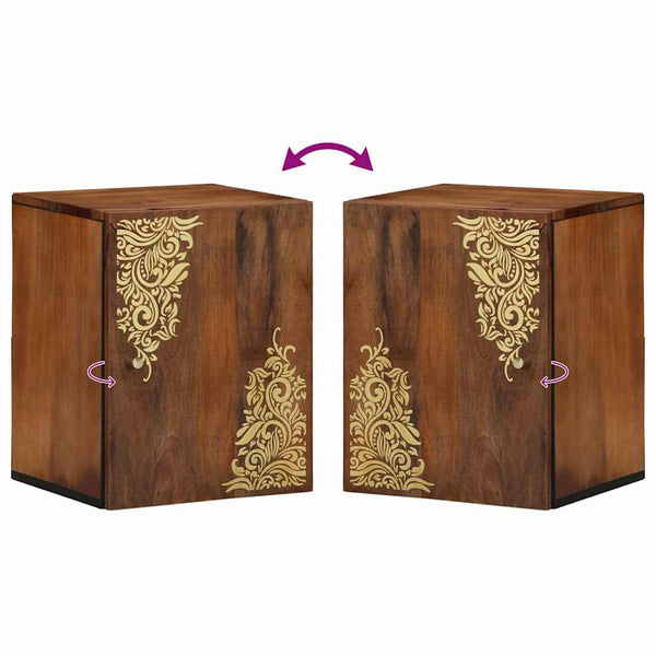 Wandschrank Honigbraun Mango Massivholz 38x33x48 cm