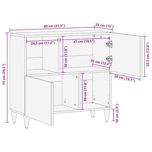 Sideboard Braun Mango Massivholz 80x75 cm