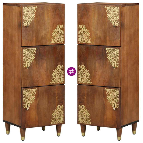 Highboard mit Regal Mango Massivholz Braun