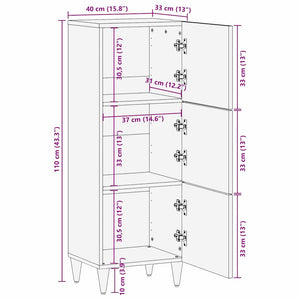 Highboard mit Regal Mango Massivholz Braun
