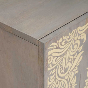Grauer TV-Schrank Mango Massivholz mit Regal