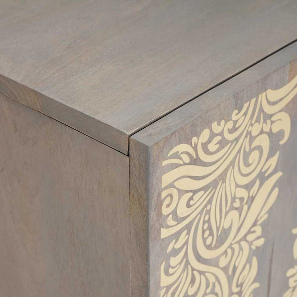 Grauer TV-Schrank Mango Massivholz mit Regal
