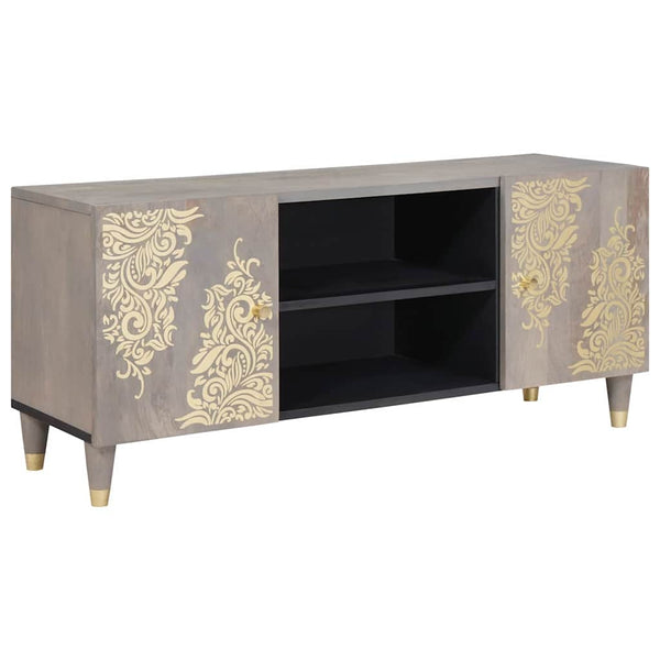 Grauer TV-Schrank Mango Massivholz mit Regal