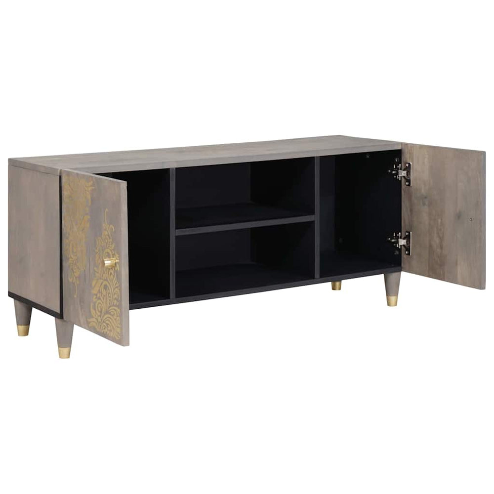 vidaXL Meuble TV avec étagères Gris 105 x 33 x 46 cm Bois de manguier massif