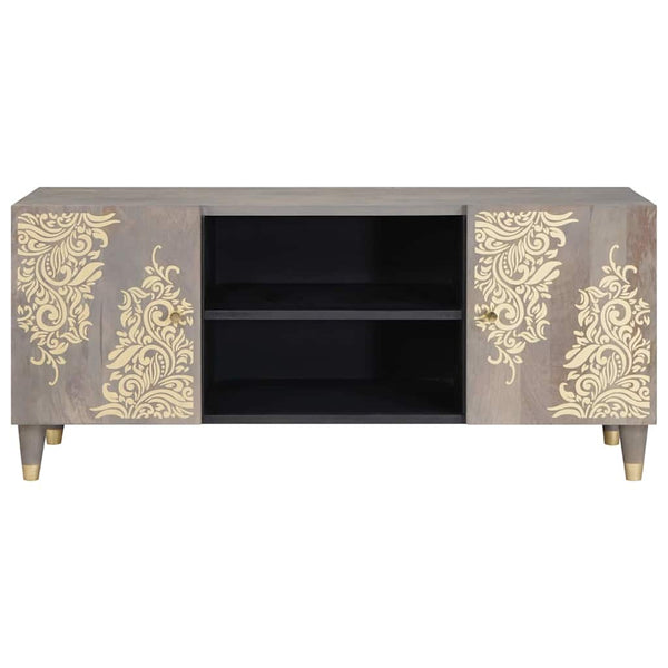 Grauer TV-Schrank Mango Massivholz mit Regal