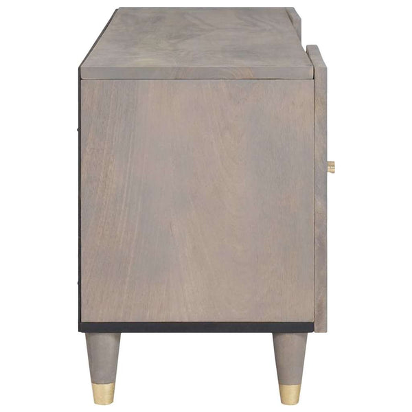 Grauer TV-Schrank Mango Massivholz mit Regal